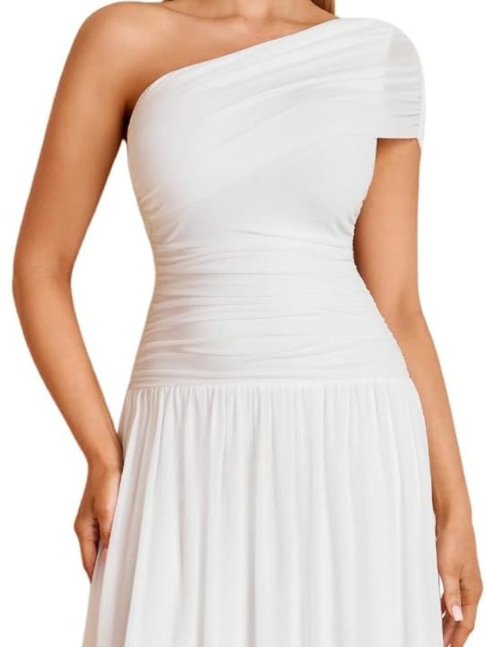 Women's One Shoulder Bridal Maxi Dress – White – M – Worn Once!